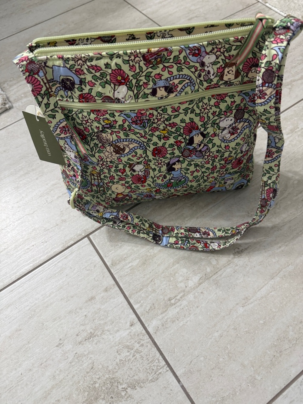 Vera Bradley Light Green Floral & Multicolor Crossbody Bag..peanuts theme ..nwt - Picture 8 of 8